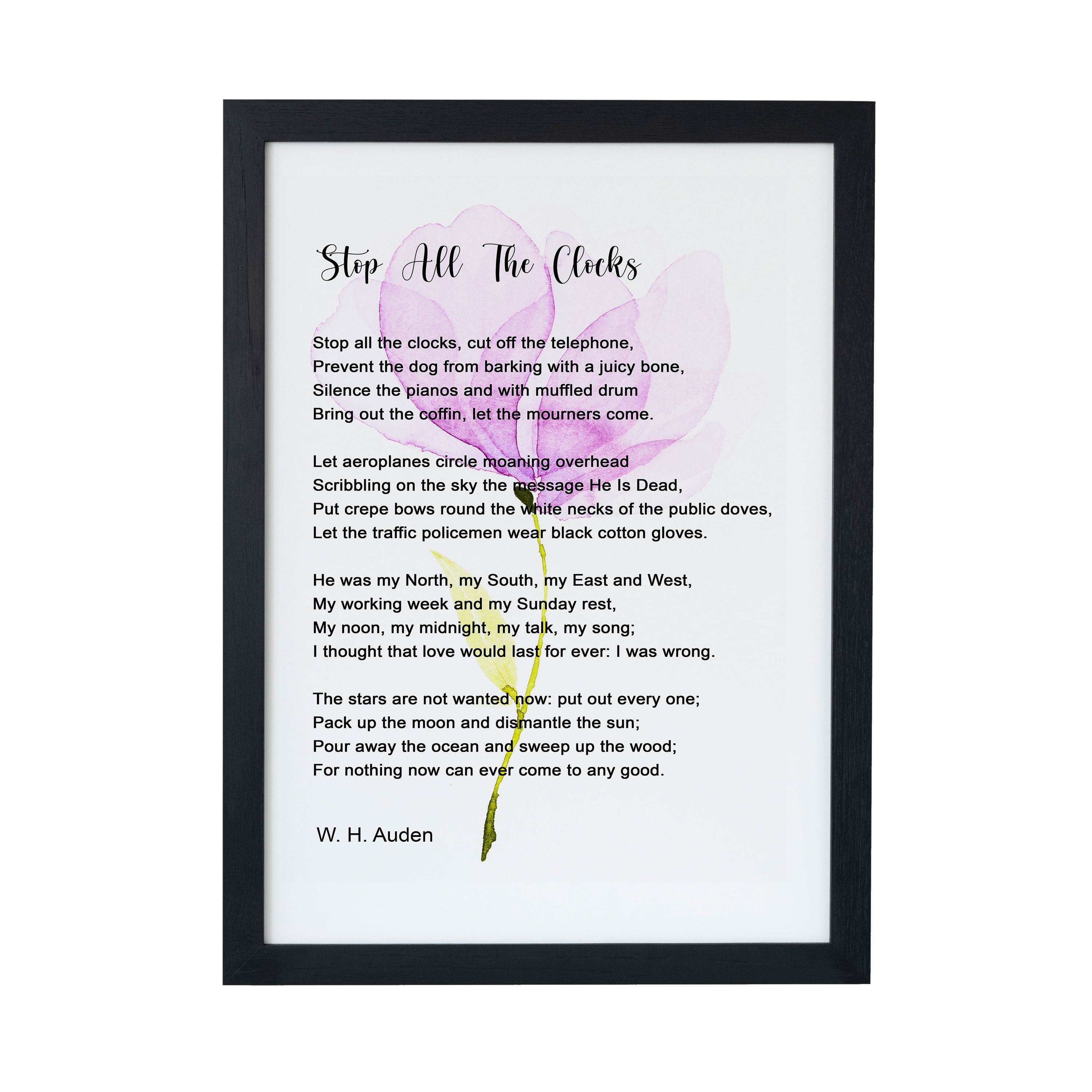 Stop All the Clocks W. H. Auden Funeral Blues Poem, Four Weddings