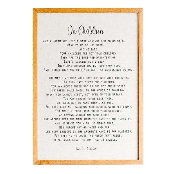 On Children Poem ,Kahlil Gibran poem, Wall Art Prints, Poem print, Poem wall art, Printed wall art, Nursery decor, Inspirational poem, Gift