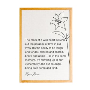 Brené Brown Wall Art, It&#39;s Showing Up In Our Vulnerability And Our Courage, Being Both Fierce And Kind, Quote Printed Poster, Reading Prints