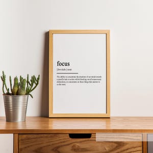 Focus Definition Print, Wall Art Print, Focus Print, Definition Print, Quote Print, Office Décor, Motivational Print, Focus Quote Poster