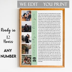 30 Reasons We Love You Custom Photo Collage, Why I Love You Picture Collage, Gift for Friend's 30th Birthday, 30 Year Anniversary Gift