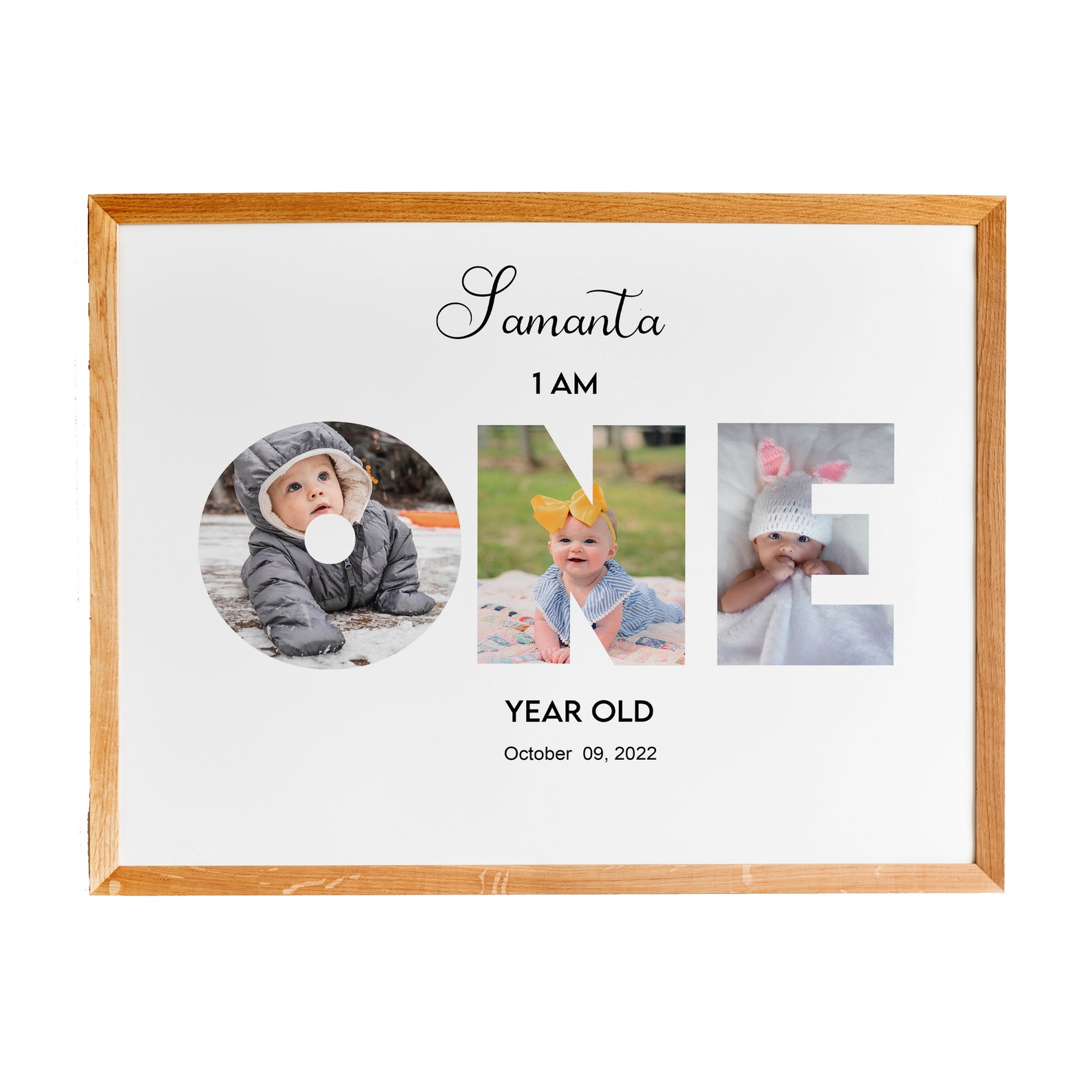 Number One Photo Collage, 1st Birthday Poster, New Born Gift, Baby Girl ...