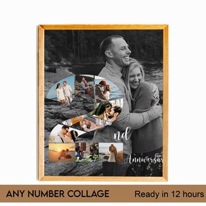 2nd Year Anniversary Photo Collage, Number Collage, Number Photo Collage, Gifts for Parents, Gifts for Him, Gifts for Her, Couple Collage