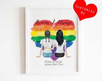 Personalized Couple Gift, Love Wins Print, LGBTQ Pride, Girlfriend Gift, Valentine's gift for her, Lesbian Couple Gift, Best, Christmas gift