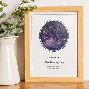 Individuelle Sternenkarte, Sternenkarte nach Datum, Die Nacht, in der du geboren wurdest, Beste Freundin, Geburtstagsgeschenk, Sternbild Karte, Sternenkarte Poster, Personalisiert