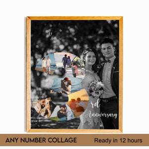 3rd Year Anniversary Photo Collage, Number Collage, Number Photo Collage, Gifts for Parents, Gifts for Him, Gifts for Her, Couple Collage