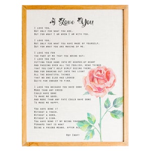 I Love You Poem, Roy Croft Quote Print, Wedding Poem Print, Engagement Gift, Poetry Quote Wall Art, Wedding anniversary gift,Poem wall print