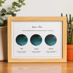 Mapa de 3 estrellas, mapa de estrellas personalizado, compromiso, matrimonio, primer aniversario, regalo para el esposo, regalo de boda, mapa del cielo nocturno