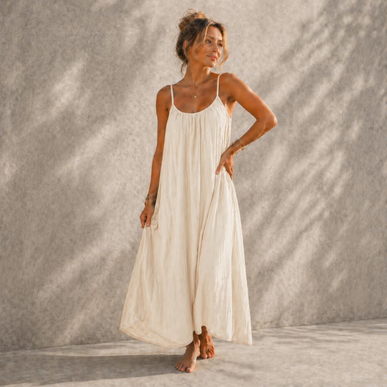 cotton backless maxi dress Raya Cotton Backless Maxi Dress - Organic Openback maxi Dress