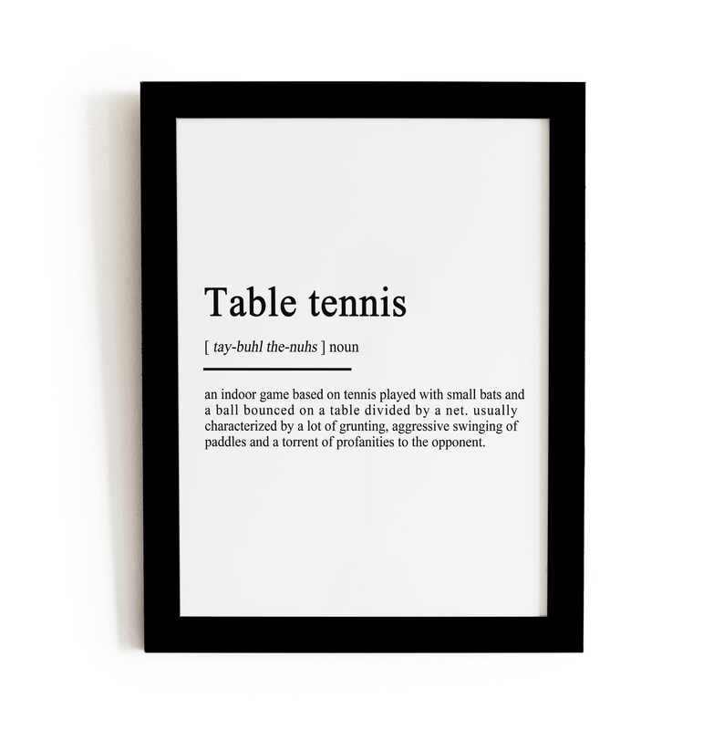 Table Tennis Definition Print, Table Tennis Meaning, Instant Download