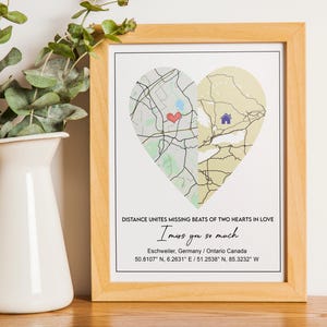 Herzförmige Karte Geschenk, personalisiert mit Ihrem eigenen speziellen Standort, Umzugsland, Abschiedsgeschenk, Ferngeschenk, Geburtstagsgeschenk