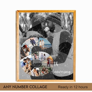 6th Year Anniversary Photo Collage, Number Collage, Number Photo Collage, Gifts for Parents, Gifts for Him, Gifts for Her, Couple Collage