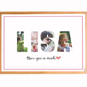 PRINTABLE Custom Name Collage, Personalized Photo Collage, Custom Letter Picture Collage, Word Photo Collage Gift, Birthday Collage