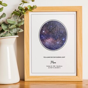 Download digitale Mappa stellare personalizzata per data Costellazione stampabile, grafico, mappe stellari personalizzate, regalo per la mamma, regalo per la festa della mamma, mappa del cielo notturno