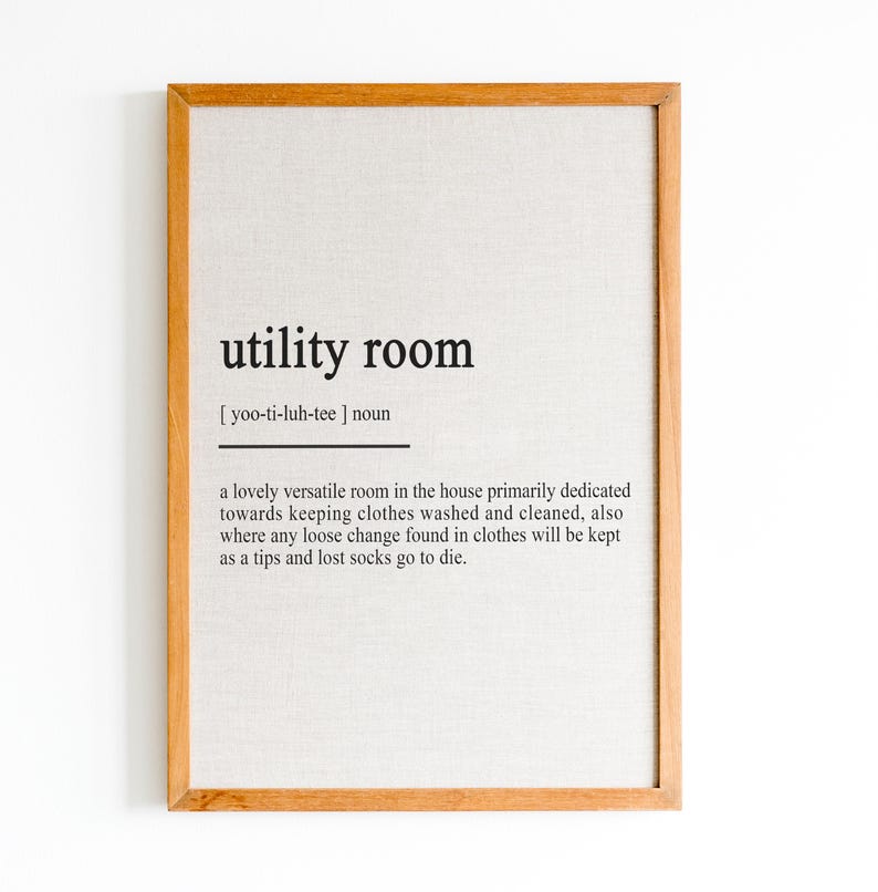 Utility Room Definition, Dictionary Art, Utility Room Print, Laundry
