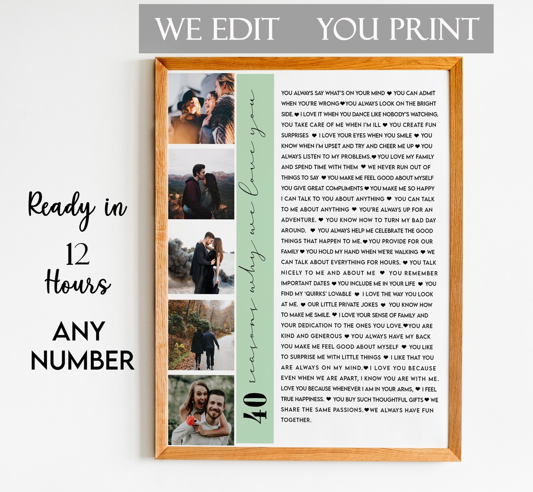 40 Reasons Why We Love You Print, 40 Reasons We Love You, 40 Things We ...