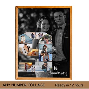 9th Year Anniversary Photo Collage, Number Collage, Number Photo Collage, Gifts for Parents, Gifts for Him, Gifts for Her, Couple Collage