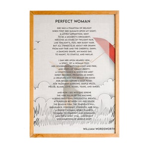Perfect Woman-William wordsworth, Quotes Wall Art, Poem Wall Art, Feminist Art, Book Lover Gift, Wall Décor, Home Décor, Office Decor