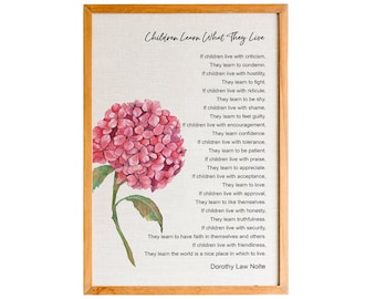 Children Learn What They Live Poem, Dorothy Law Nolte, Wall Art Poster Print, New Parents Gift, Poem Wall Art, Home Décor, Nursery Décor,