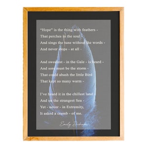 Emily Dickinson, Hope Is The Thing With Feathers, Literary Wall Prints, Office Décor, Home Decor Art,Inspirational Poster Gifts,Motivational