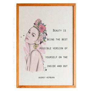 Audrey Hepburn quote,Beauty Is Being The Best Possible Version Of Yourself, Printed wall art, Inspirational quote,Fashion print,Wall décor
