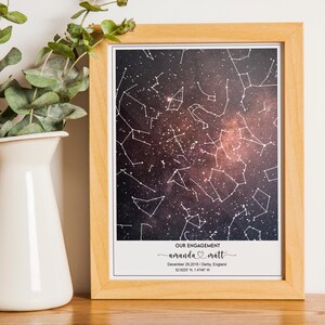 Mapa estelar personalizado digital, regalo de aniversario de la noche en que nos conocimos, estrellas en el cielo nocturno, póster de mapa de estrellas, regalo de compromiso, mapa estelar personalizado