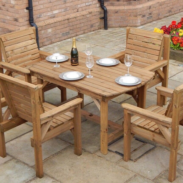 Fantastic 4ft table & 4 chairs fully assembled and delivered FREE. Limited numbers available at this price. Handmade in the UK.