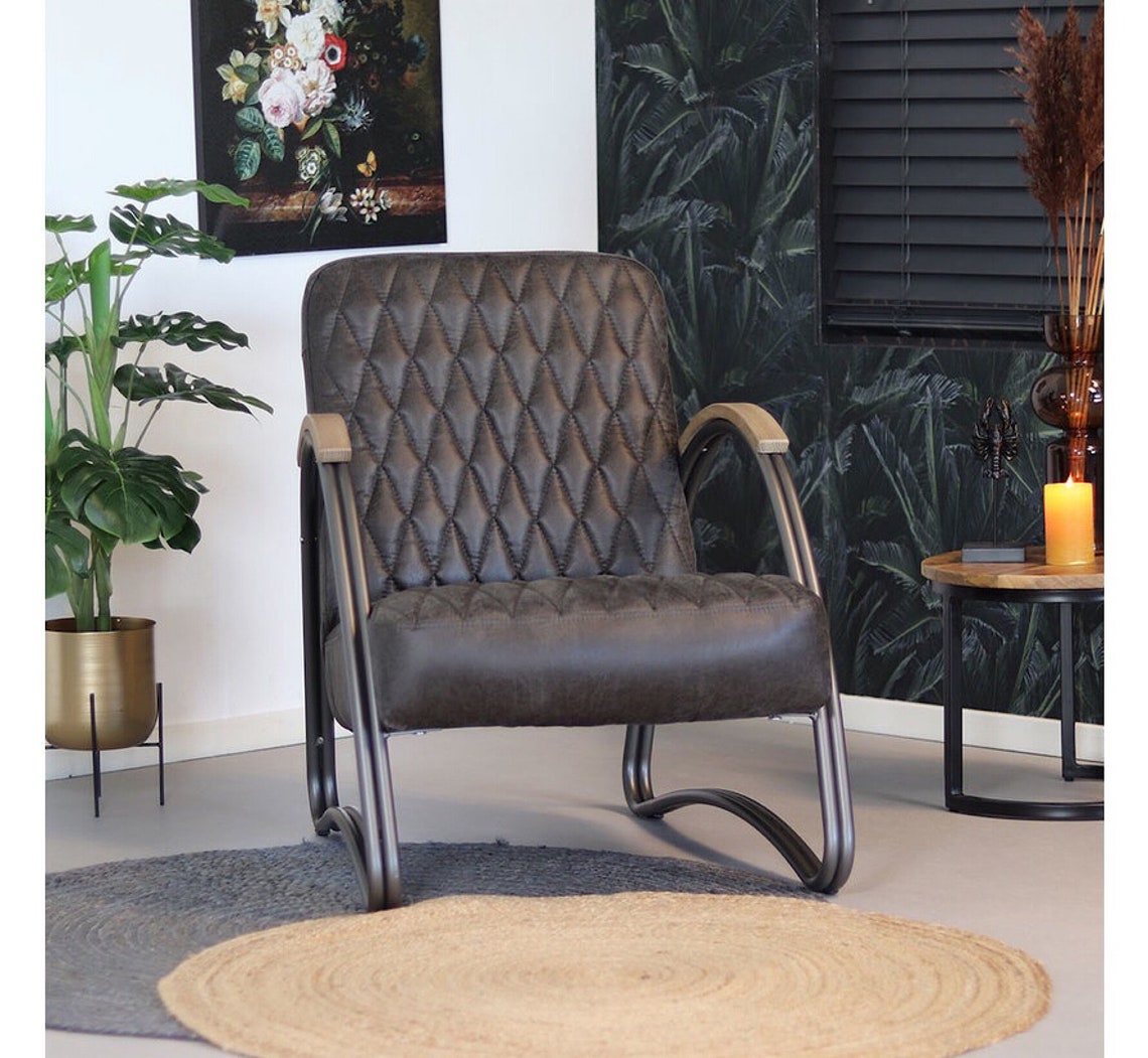 Industrial armchair Chocolate leather Luxury for your home Etsy