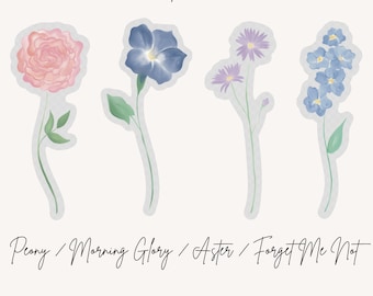 Birth Flower Stickers | Waterproof Vinyl | Watercolor Floral Sticker | Water Bottle Sticker | Laptop Sticker | Flower Vinyl Sticker