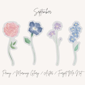 Birth Flower Stickers | Waterproof Vinyl | Watercolor Floral Sticker | Water Bottle Sticker | Laptop Sticker | Flower Vinyl Sticker