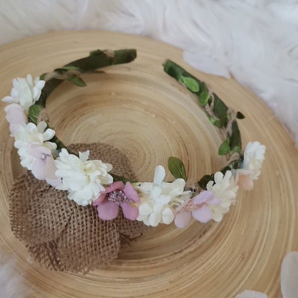 Serre téte ,couronne de fleur pour coiffure mariage headband ,enfant,baby shower,photo naissance