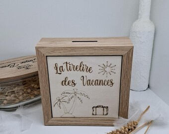 Tirelire Enfant Personnalisable En Bois - Avec Lettres Et Couvercle Transparent - Éducative Et Décorative