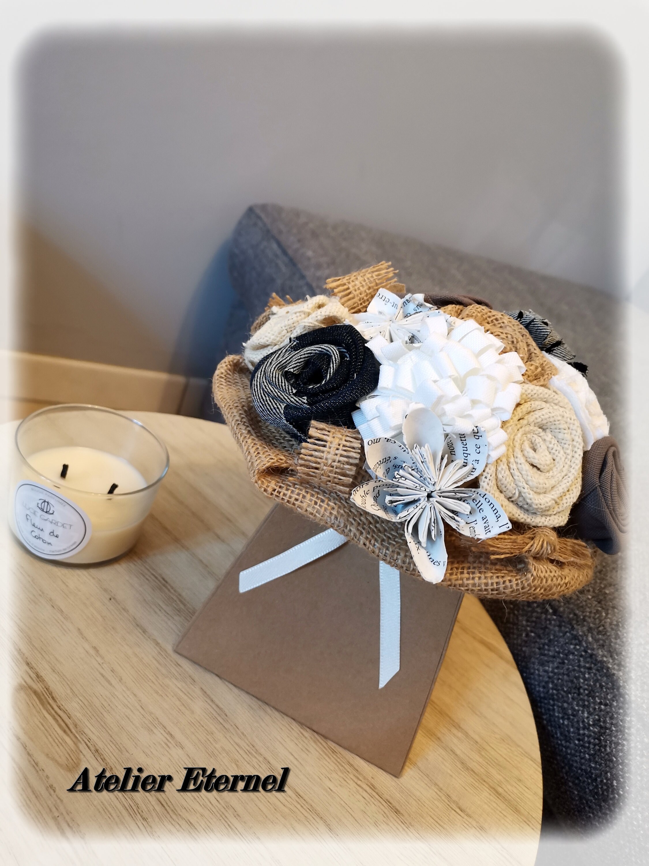 Bouquet de Feur en Tissu Entierement Fait Main. Fleur Èternel. Décoration Intérieur