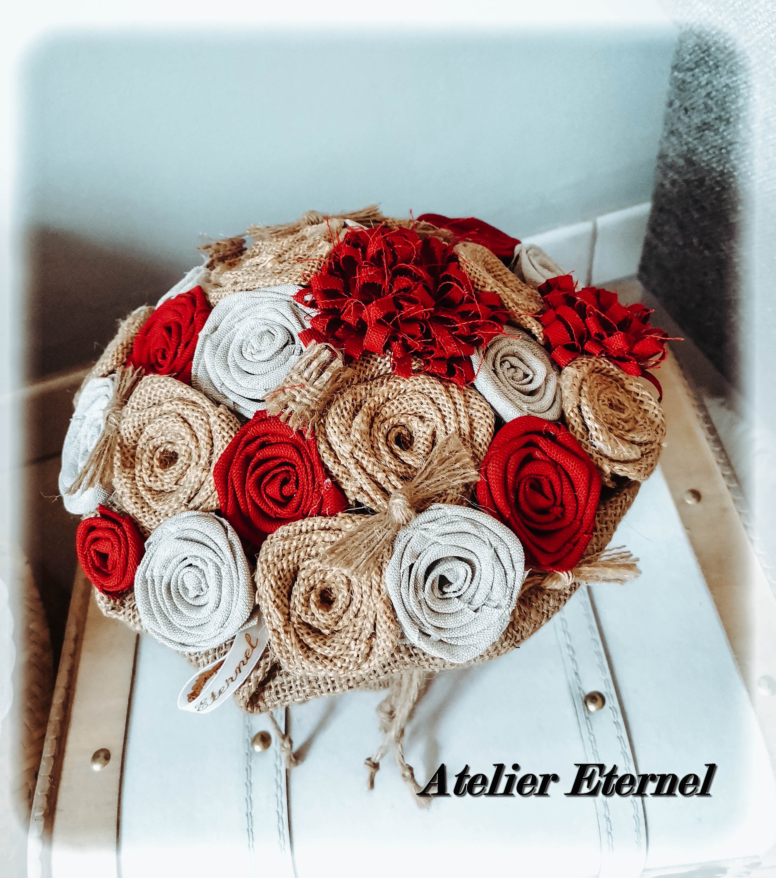 Bouquet de Fleur en Tissu Entierement Fait Main. Èternel. Décoration Intérieur.fête Des Mères