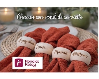 Portatovaglioli in legno personalizzato. Portatovaglioli con incisione del nome. Decorazione da tavola. Portatovaglioli in legno personalizzato. Regalo per la famiglia.