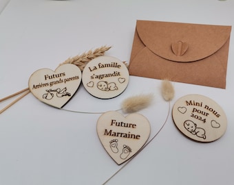 Magnet personnalisé.Annonce grossesse. Cadeau Mamie et Papi, Tonton ,Tata Demande parrain,marraine .Futur bébé .Mariage