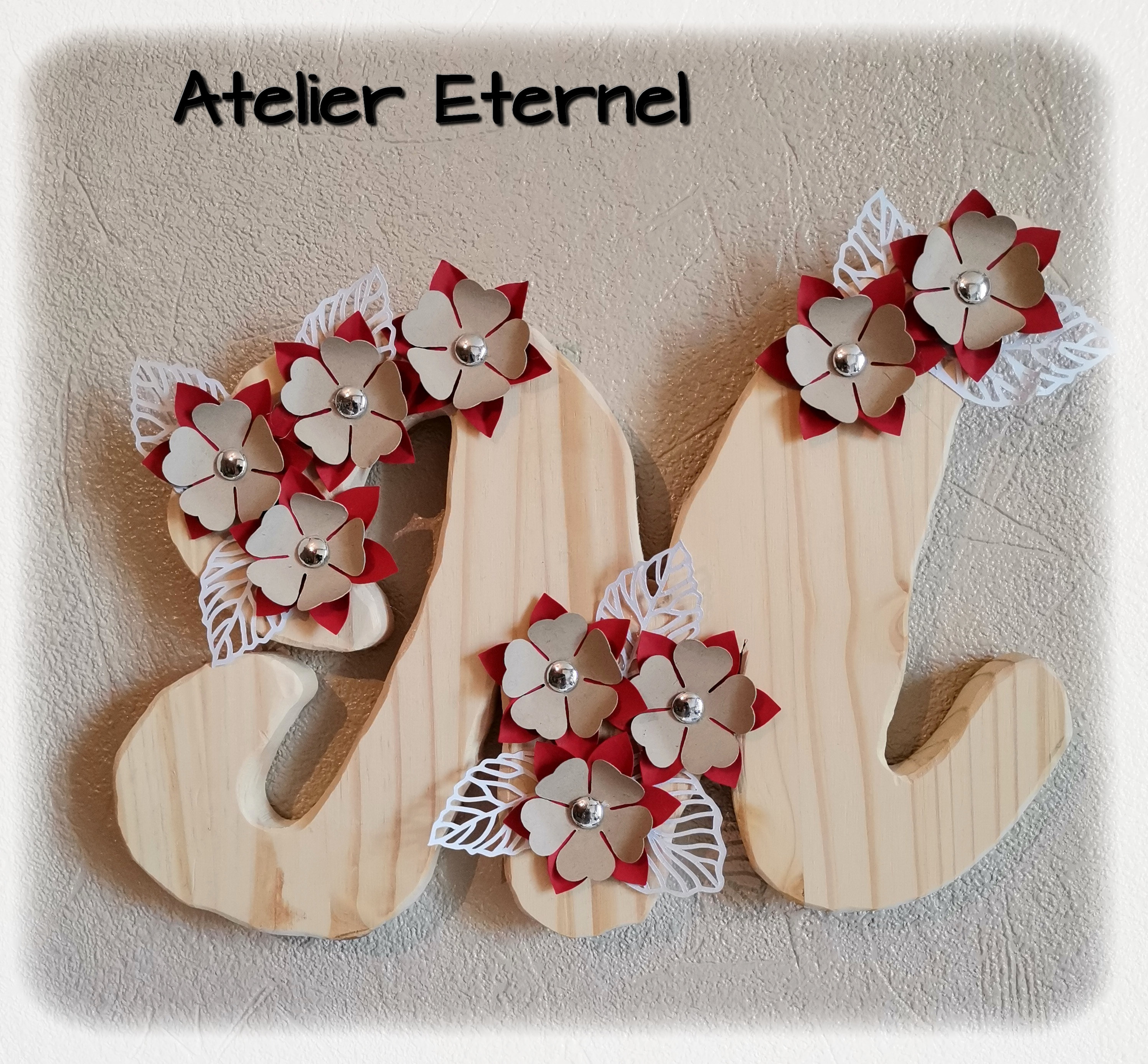 Lettre en Bois Fleurie Papier , Décoration à Accrocher .initial/Idée Déco