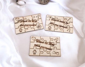 Annonce originale Puzzle annonces bois, Mariage ,naissance ,marraine ,parrain ,tonton,tata,papi,mamie