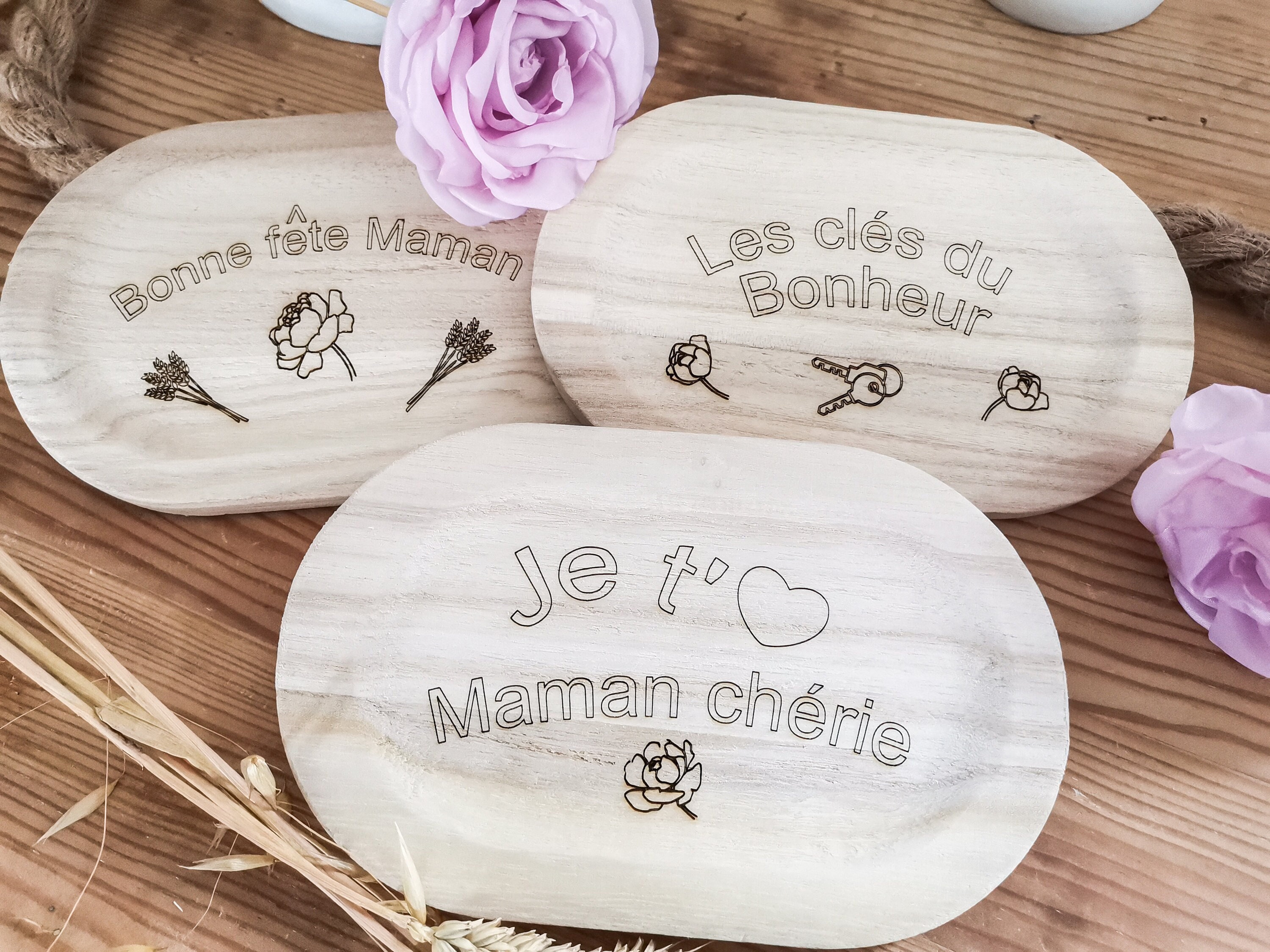 Vide Poche en Bois .fête Des Mamans .cadeau Personnalisé.fête Grands - Meres.décoration.fête Pères