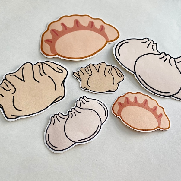 cute dumpling sticker pack, dumpling sticker, asian food stickers, sticker pack, waterproof sticker, laptop sticker, water bottle sticker