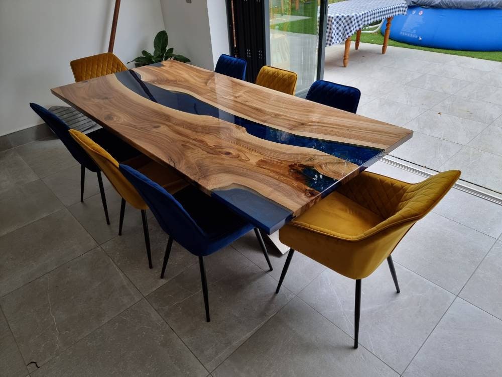 Live Edge Bespoke Resin Dining Table Made of Walnut and Oak. - Etsy