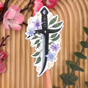 Dolk met bloemen – Schattige stabby gestanste vinylsticker