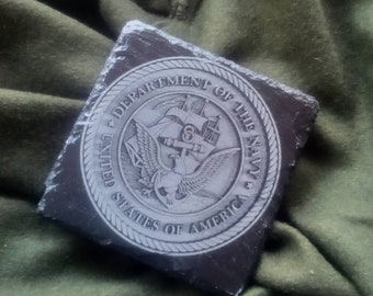 US Department Of The Navy Slate Coaster