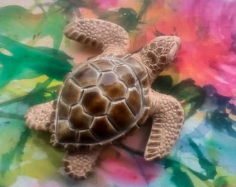 Vintage Handmade Ceramic Sea Turtle Peru