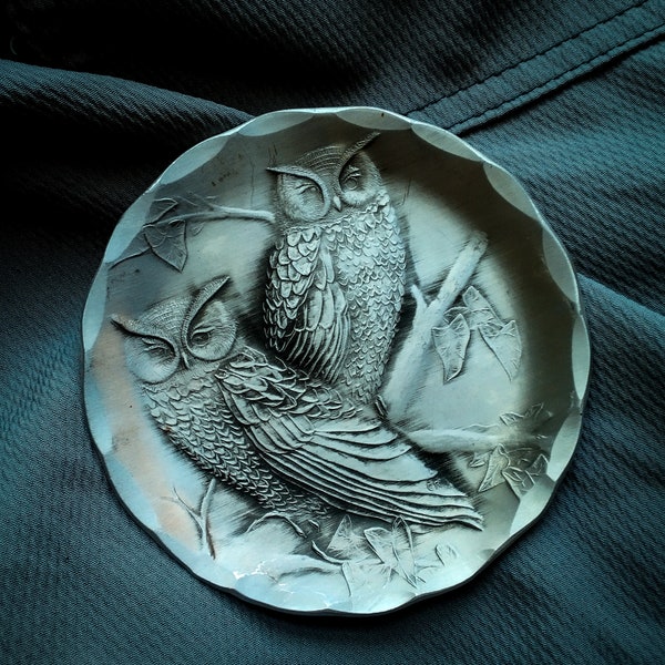 Vintage Pewter Owl Dish Wendell Forge