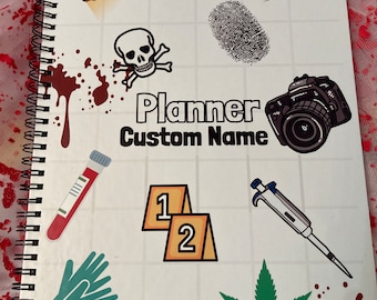 White Personalized Forensic Science Planner: Handmade Undated CSI Journal