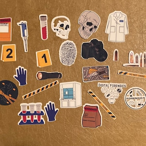 Forensics stickers gift forensic science sticker pack 22 vinyl sticker bundle waterproof forensics laptop sticker forensic tumbler sticker