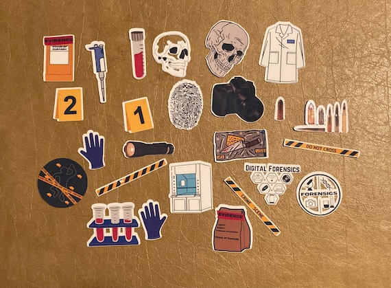 Forensic Science Sticker Pack: 22 Waterproof Vinyl Stickers