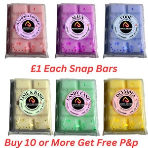Scented Wax Melts, Wax Snap Bars, Wax Tarts - Natural Soy - Highly Scented & Long Lasting, Home Decor, Aromatherapy 25g Each.