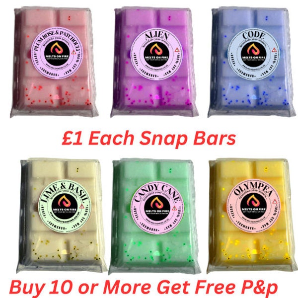 Scented Wax Melts, Wax Snap Bars, Wax Tarts - Natural Soy - Highly Scented & Long Lasting, Home Decor, Aromatherapy 25g Each.